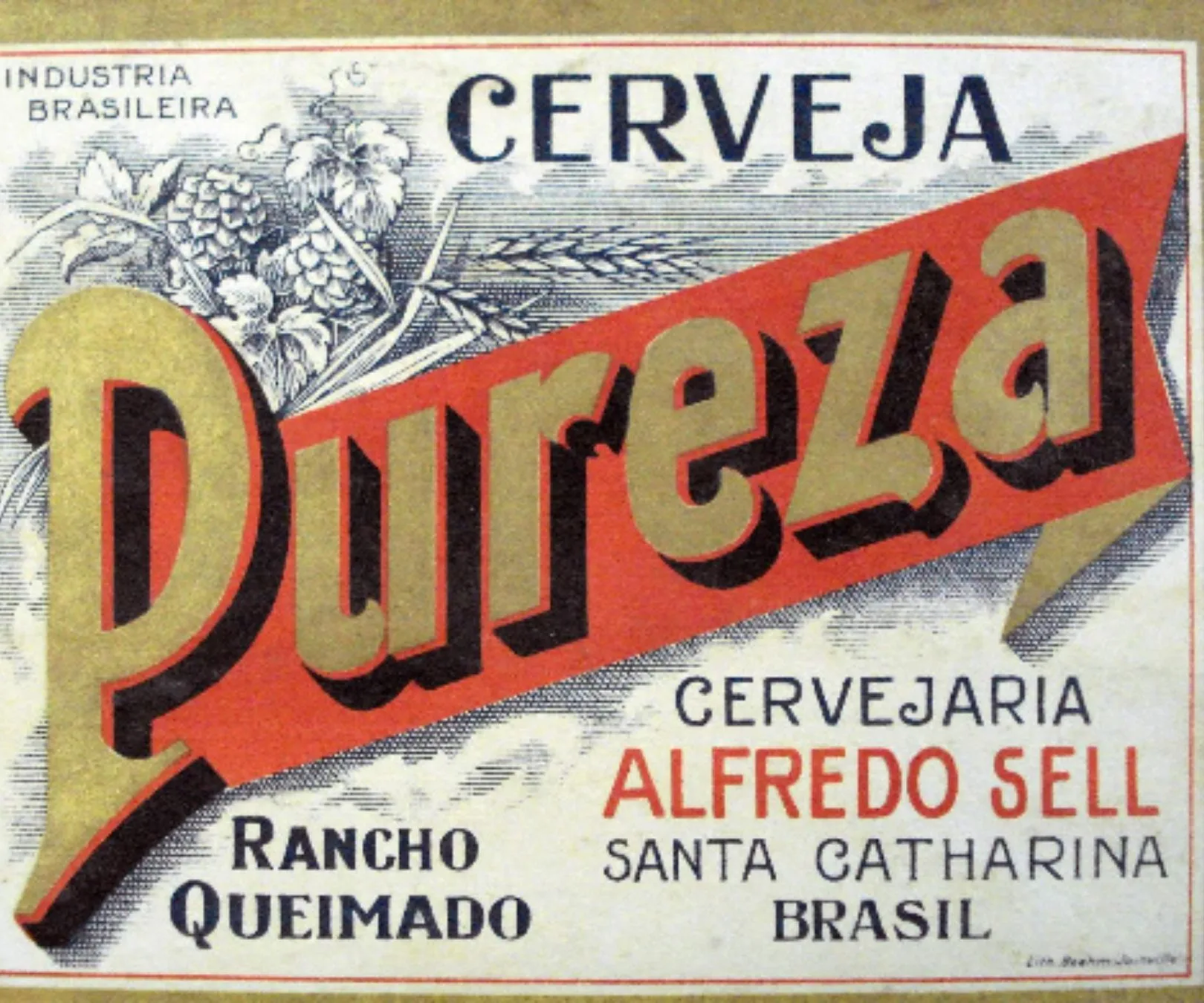 Rótulo da Cerveja Pureza, da Cervejaria Alfredo Sell.